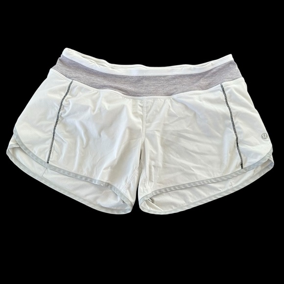 Lululemon size 8 White Gray Turbo Run Shorts Speed Up Lined Athletic Running - Picture 1 of 5